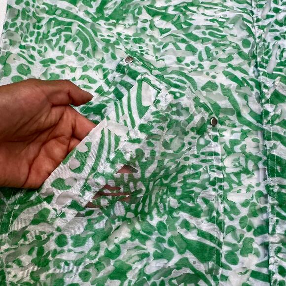 Chico's Women's Zebra Print Lightweight Sheer Mesh Jacket Neon Green Size 1 - Picture 5 of 9